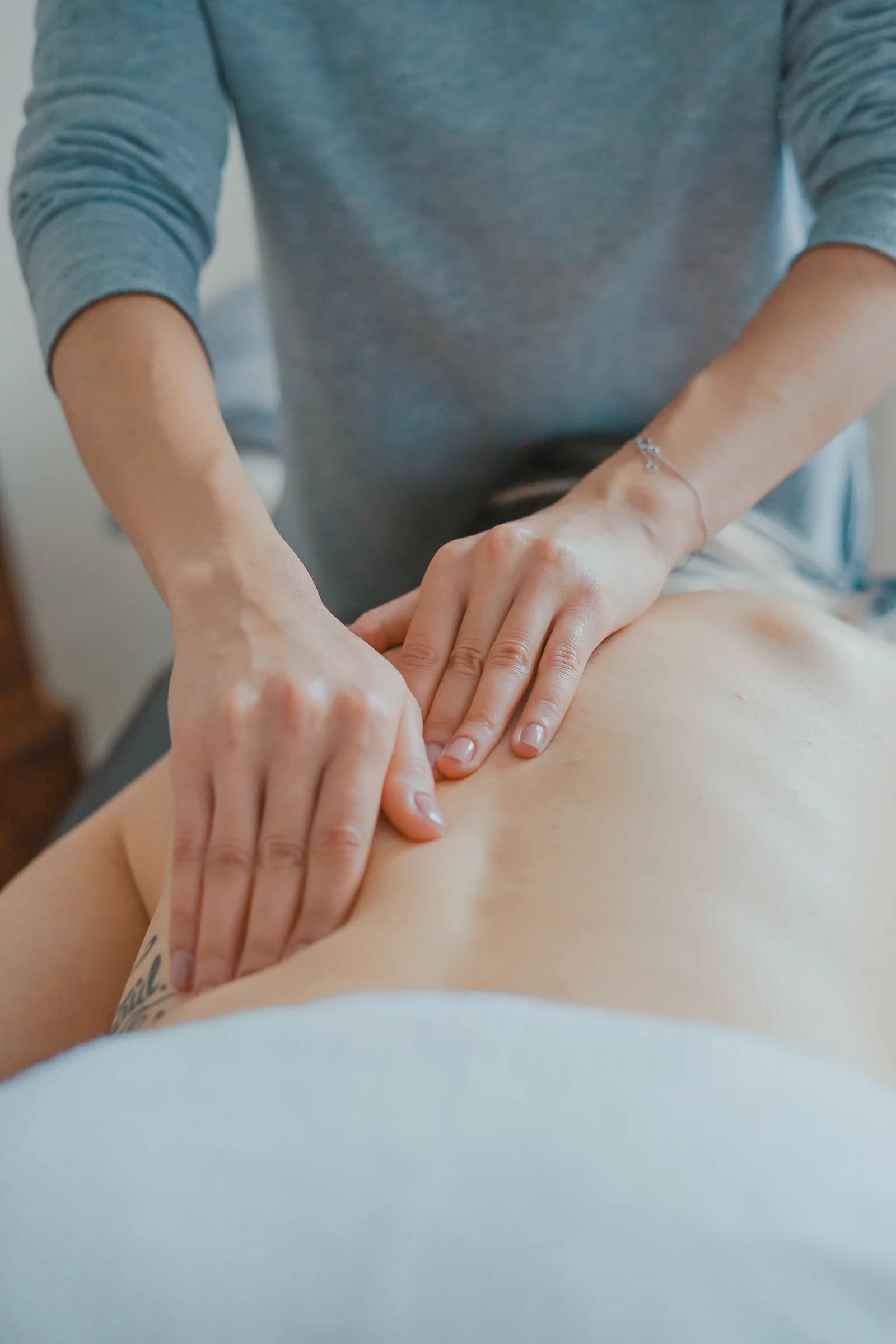 A therapist preparing for a treatment session