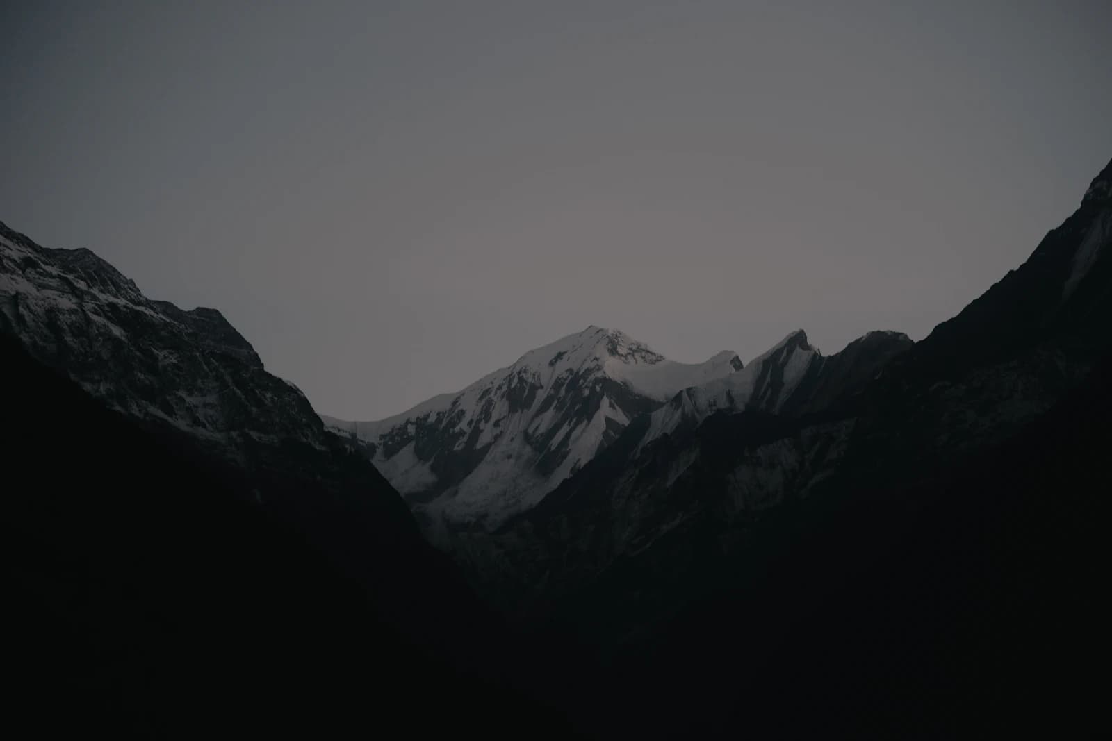 Misty Himalayan mountains at dusk