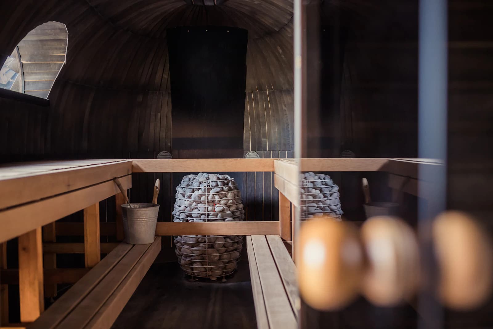Traditional sauna and steam facilities at EKAM