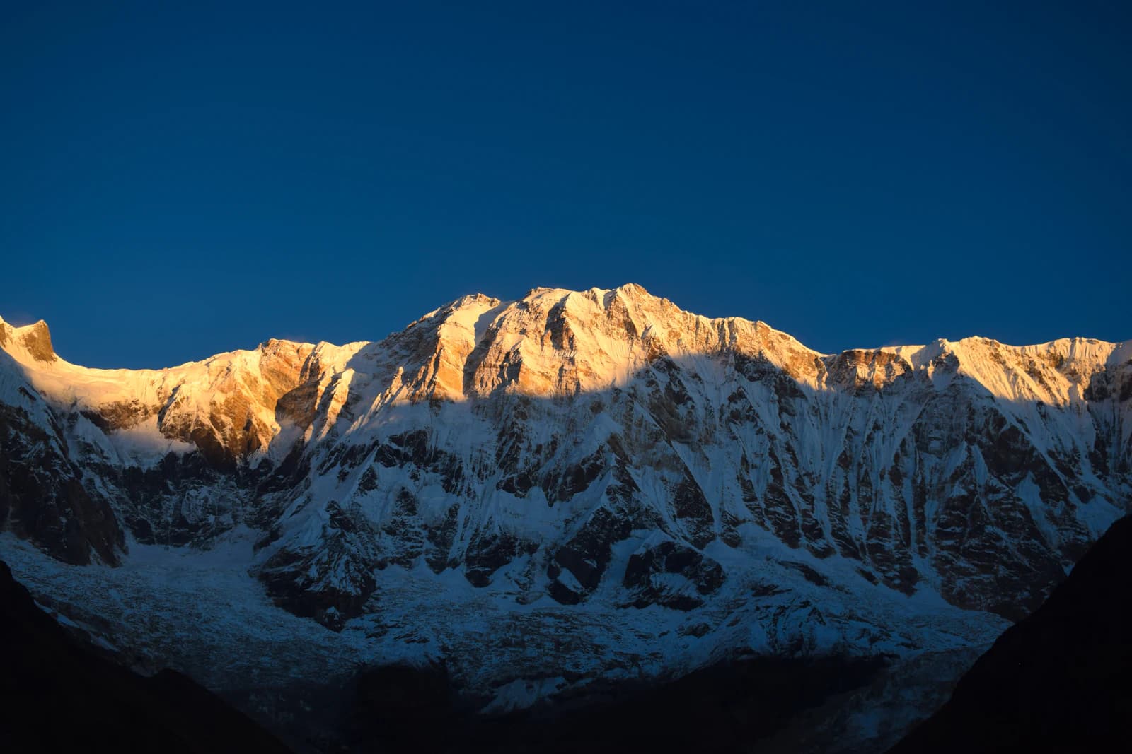 Misty Himalayan mountains at dusk