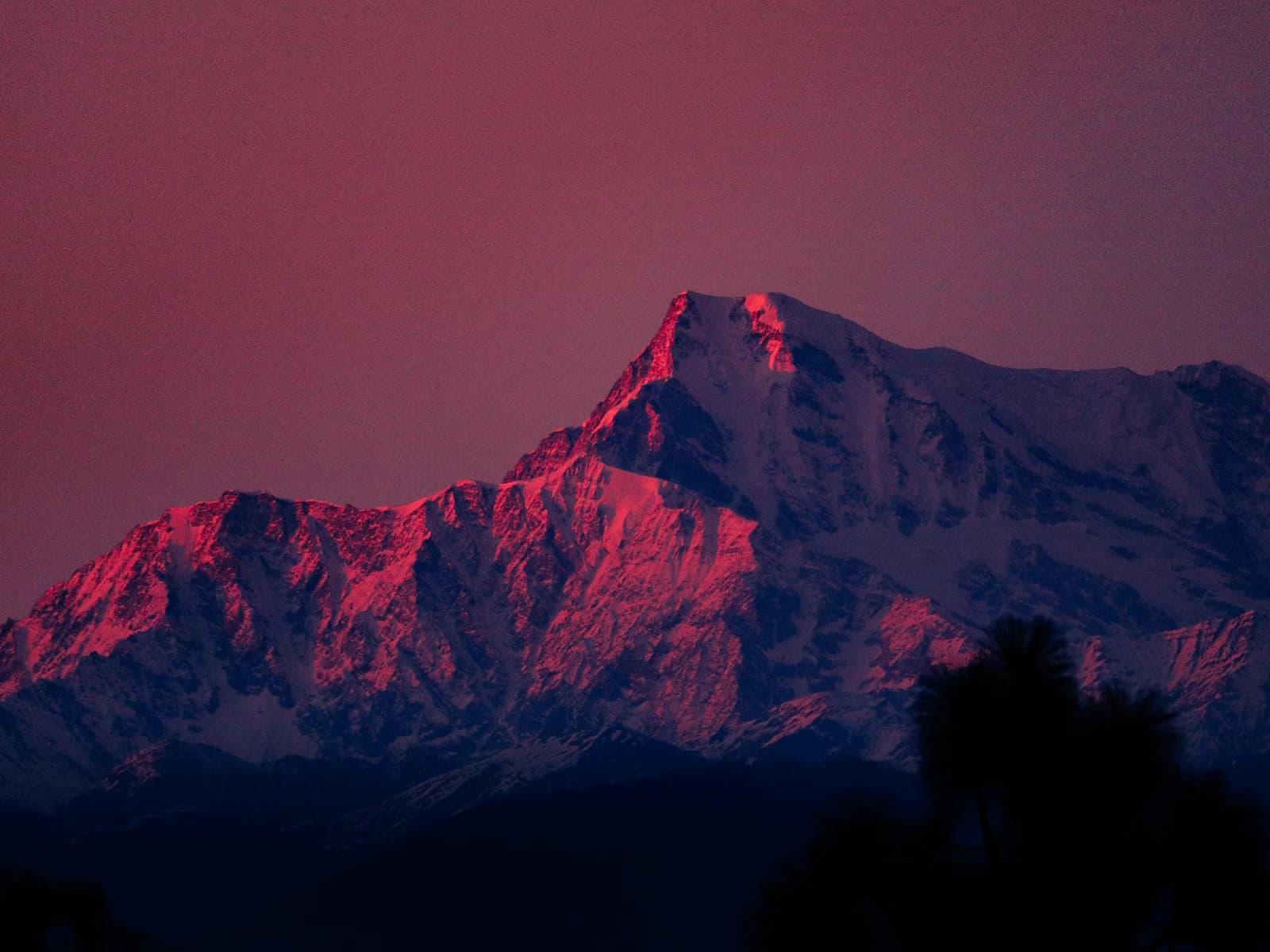 Misty Himalayan mountains at dusk
