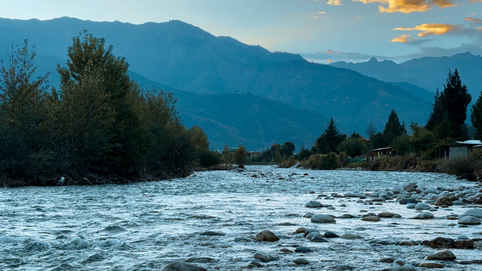 Forest, mountain and river