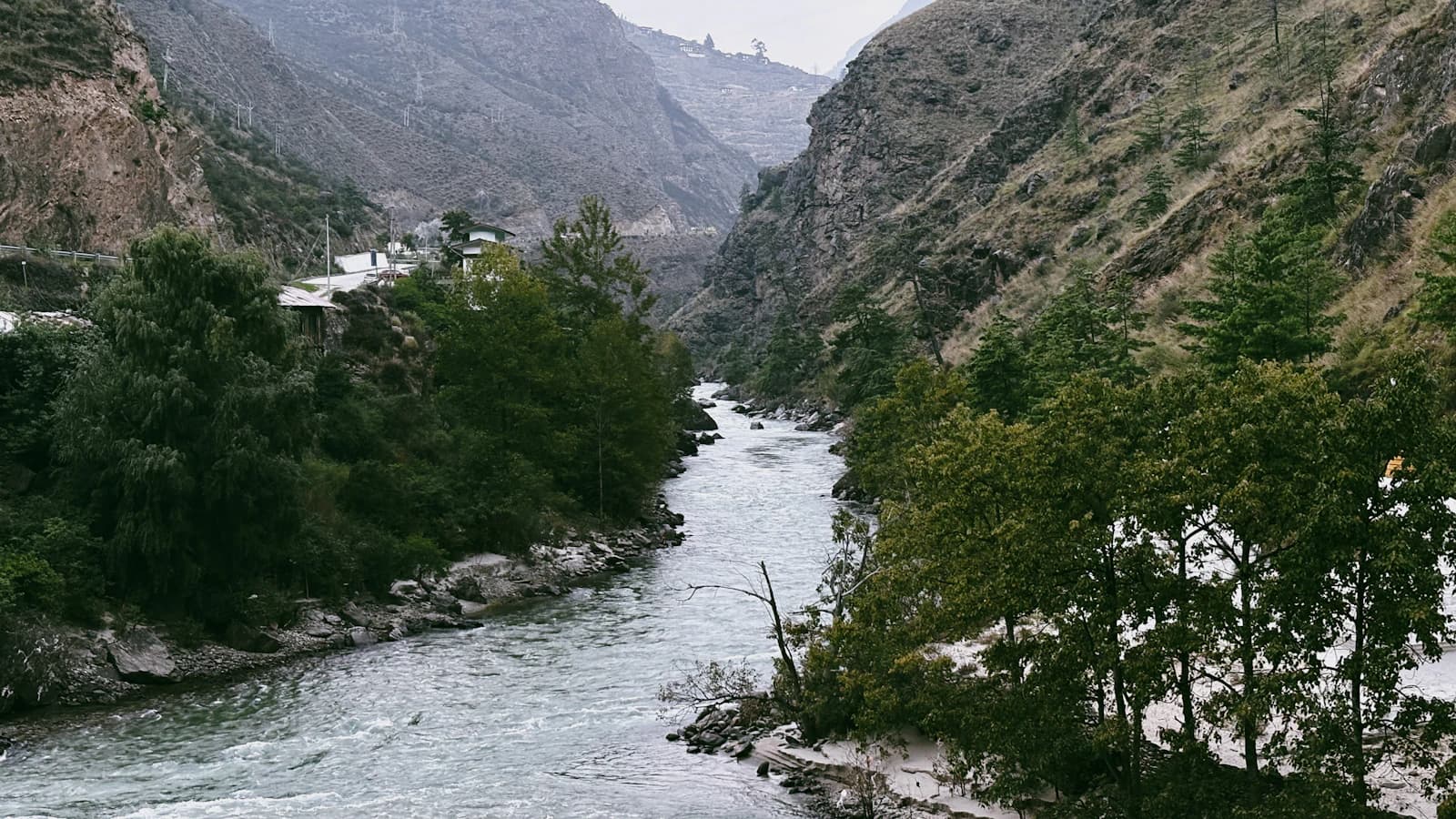 Forest, mountain and river