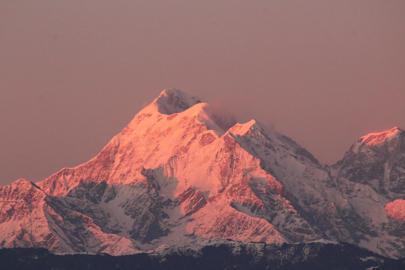Misty Himalayan mountains at dusk